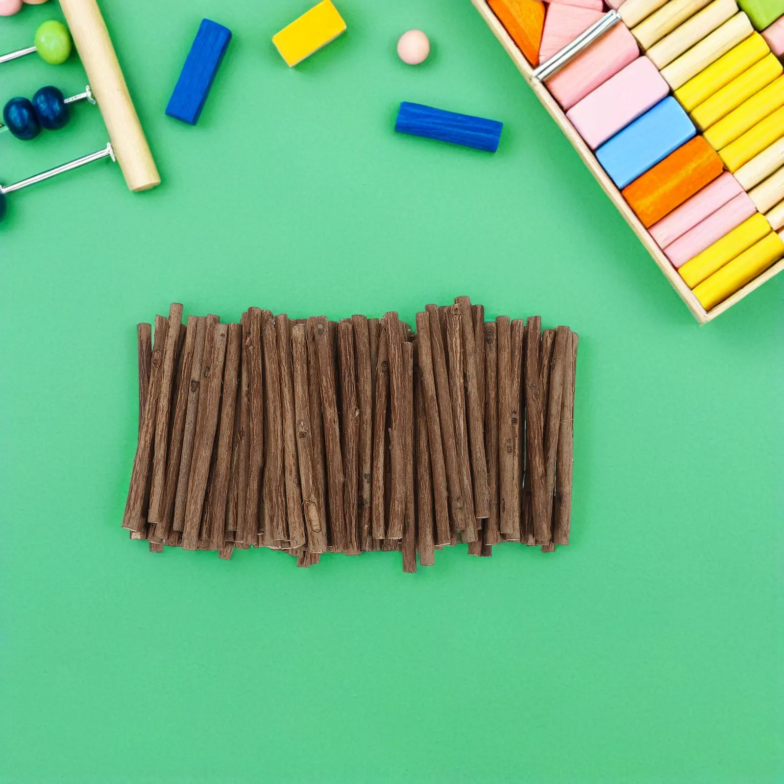 120Pcs Handcraft Wood Sticks Natural Mini Wooden Craft Rods for DIY Projects Photo Props Art Education 10Cm Length 0.5-0.8cm