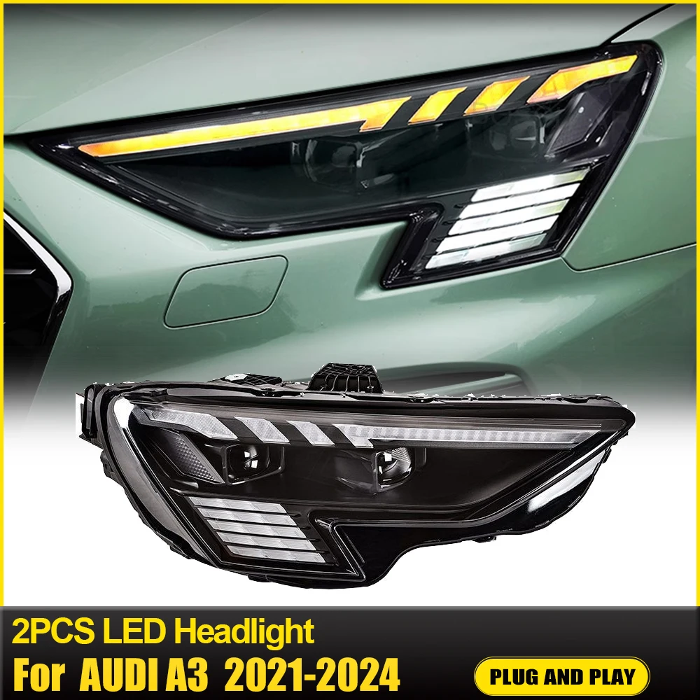 

Head Lamp for Audi A3 8Y LED Headlight 2021 2022 2023 2024 Headlights S3 A3L DRL Turn Signal High Beam Angel Eye Projector Lens
