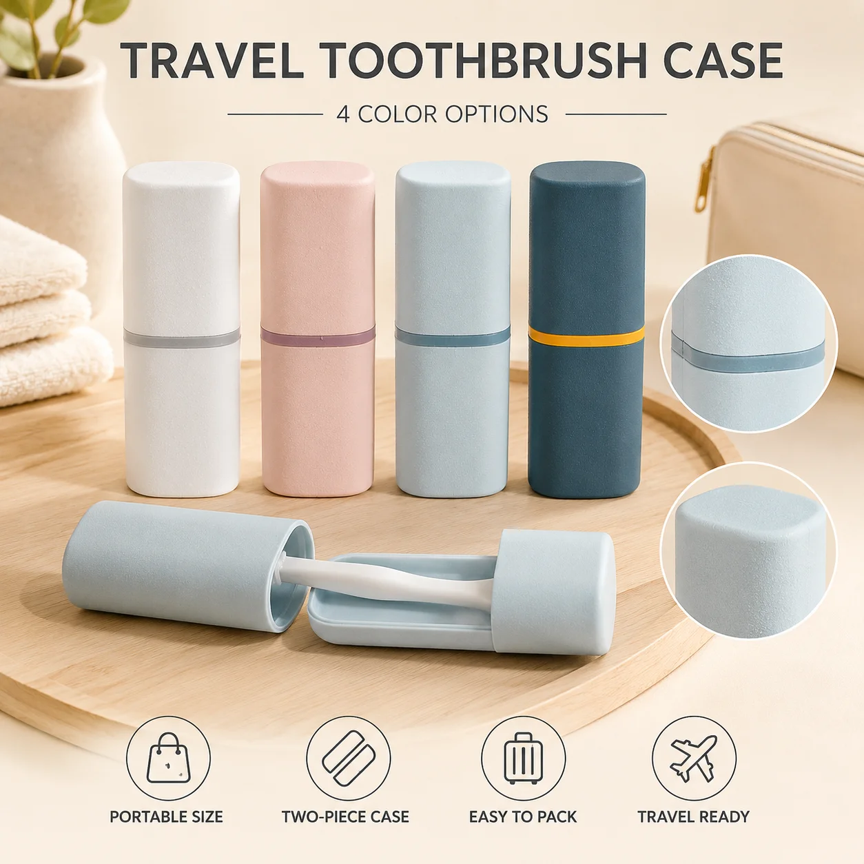1pc Toothbrush Travel Case Travel Toothbrush Holder Case Portable Travel Toothbrush Case For Traveling Camping Business Trip