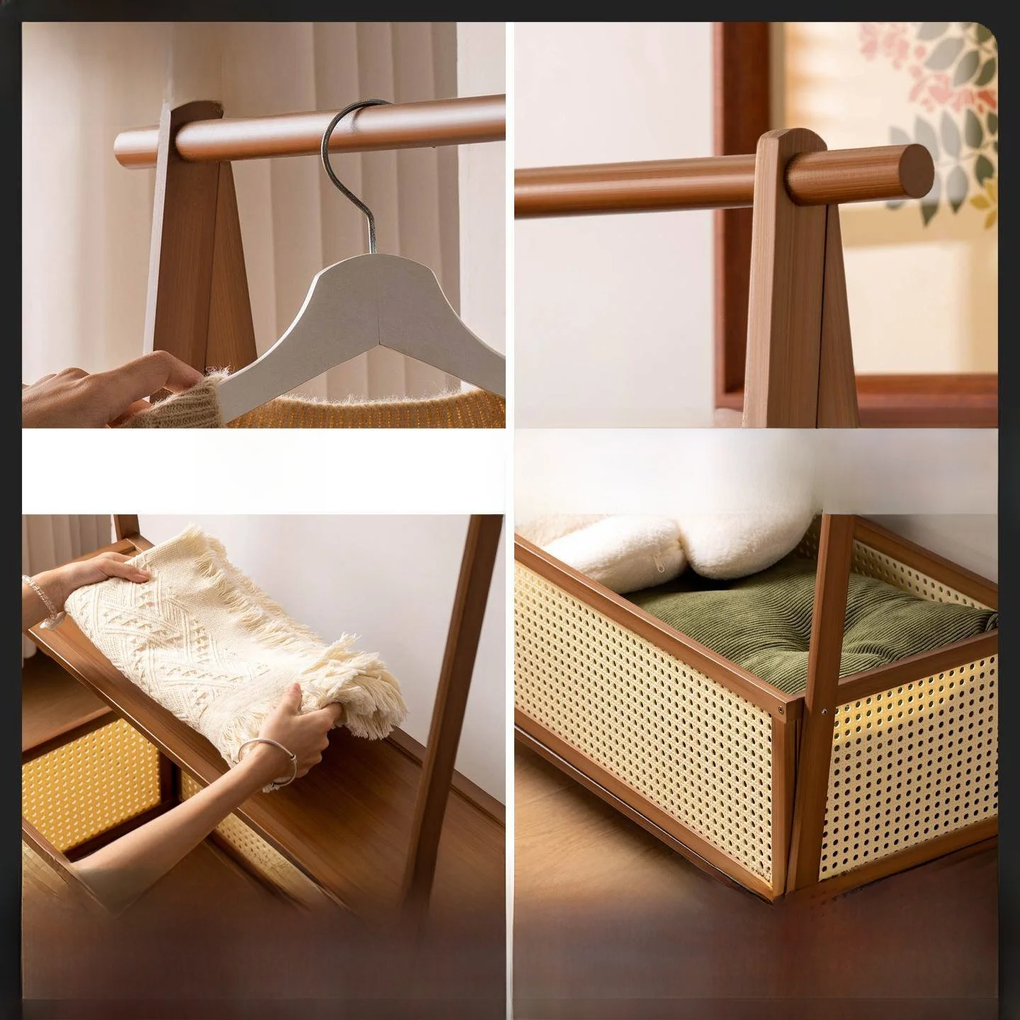 appendiabiti-a-terra-3-in-1-tiger-per-camera-da-letto-uso-domestico-multifunzione-design-semplice-organizer-integrato
