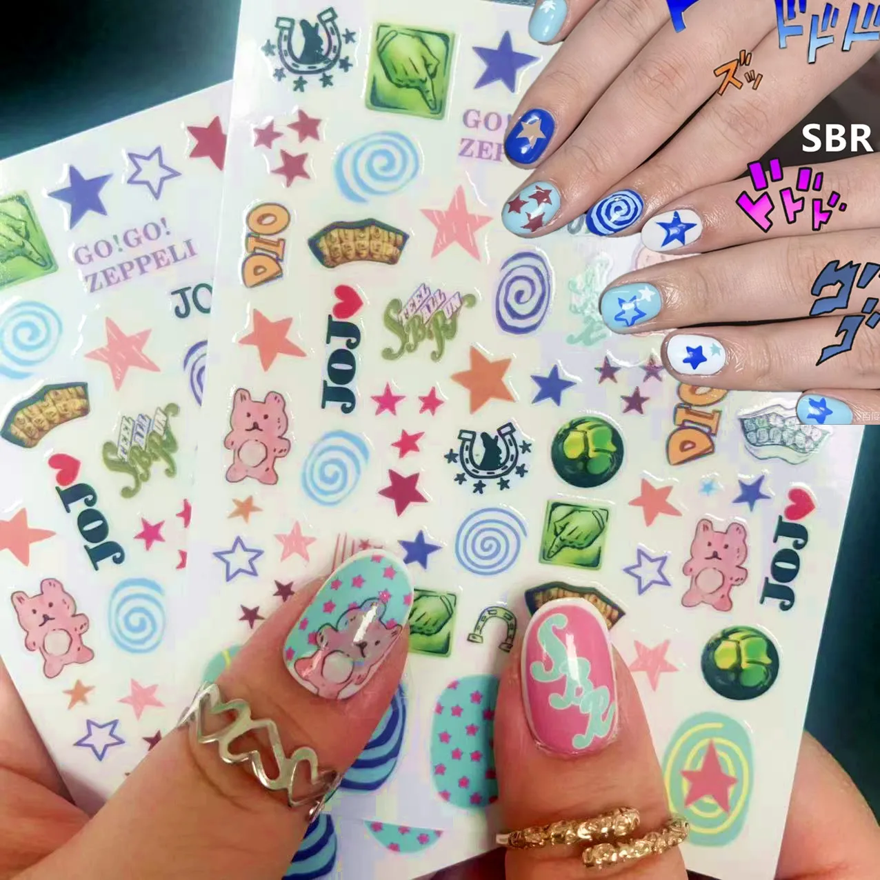 

TSC-194 DIOBEAR zeppel steelBallRun JOjo ネイルシール キャラクターSlider たまごっち3d Nail Art Stickers Decal Slider