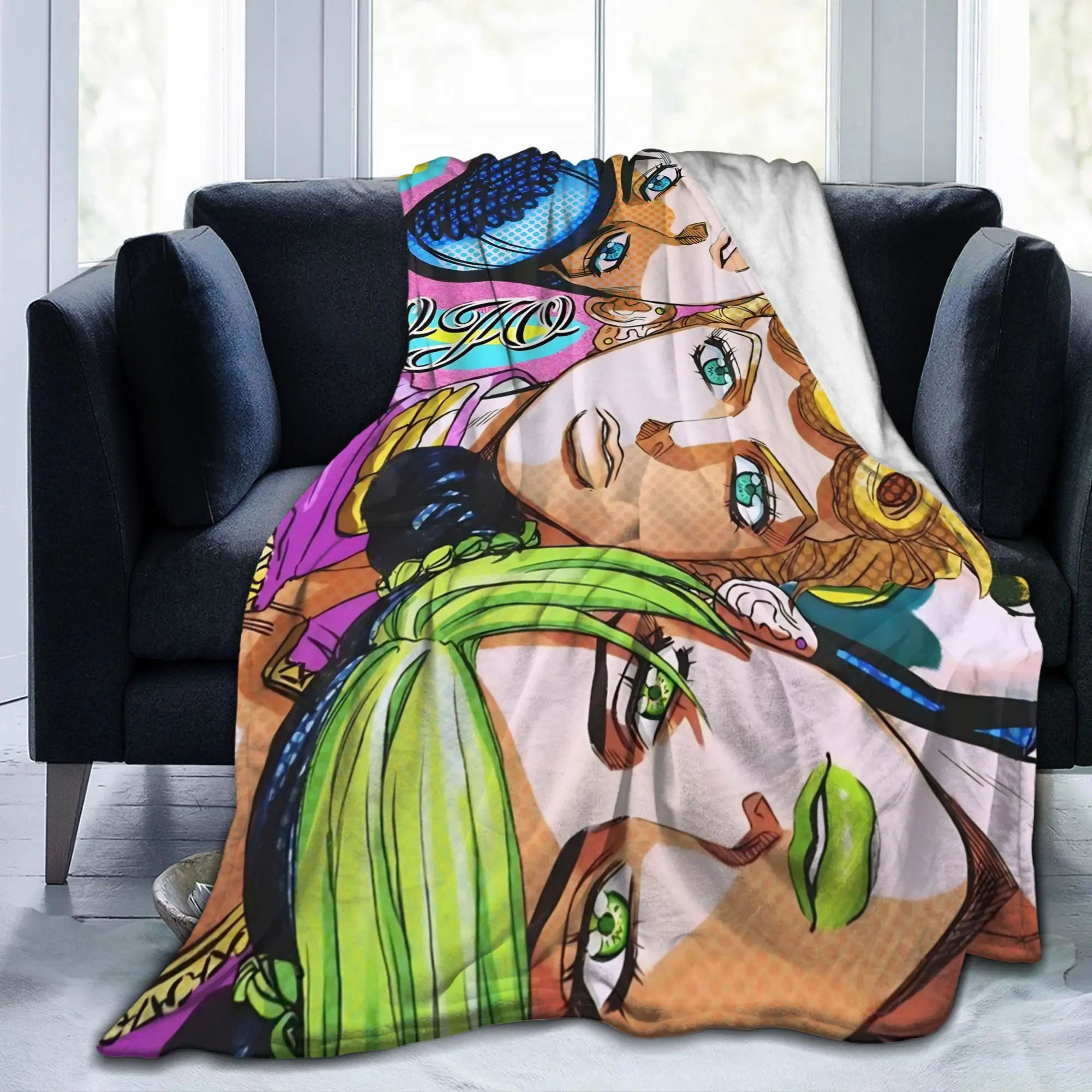 Anime Manga J-JoJos Bizarre Adventure Blankets Flannel Throw Blanket Bedroom Sofa Printed Lightweight Bedspread