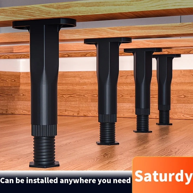 4 Pack Heavy-Duty, Non-Slip Plastic Bed Frame Support Legs 13-22cm Height-Adjustable, Sturdy Furniture Center Board Struts