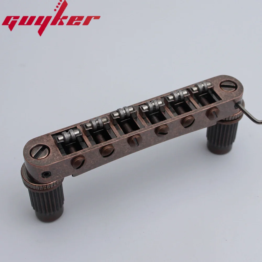 Guitar Stop Bar Tailpiece with Anchors +Tune O Matic Roller Saddle Guitar Bridge Studs Bronze color for LP SG Guitars