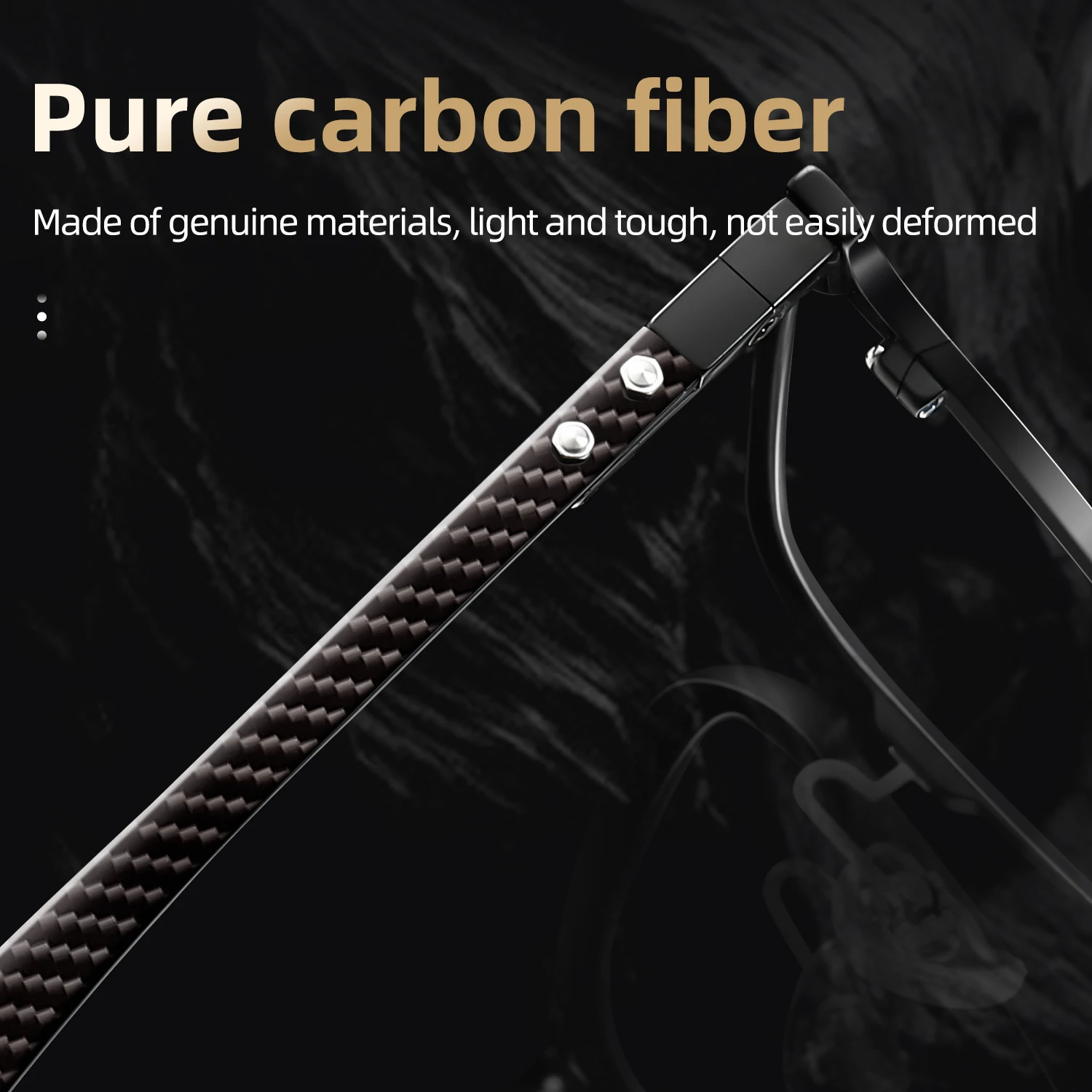 CAPONI ألياف الكربون الرجال النظارات النمط الكلاسيكي نظارات بمادة الخلات الإطار الضوء الأصلي مكافحة بلو راي UV400 النظارات السوداء J34621 #5