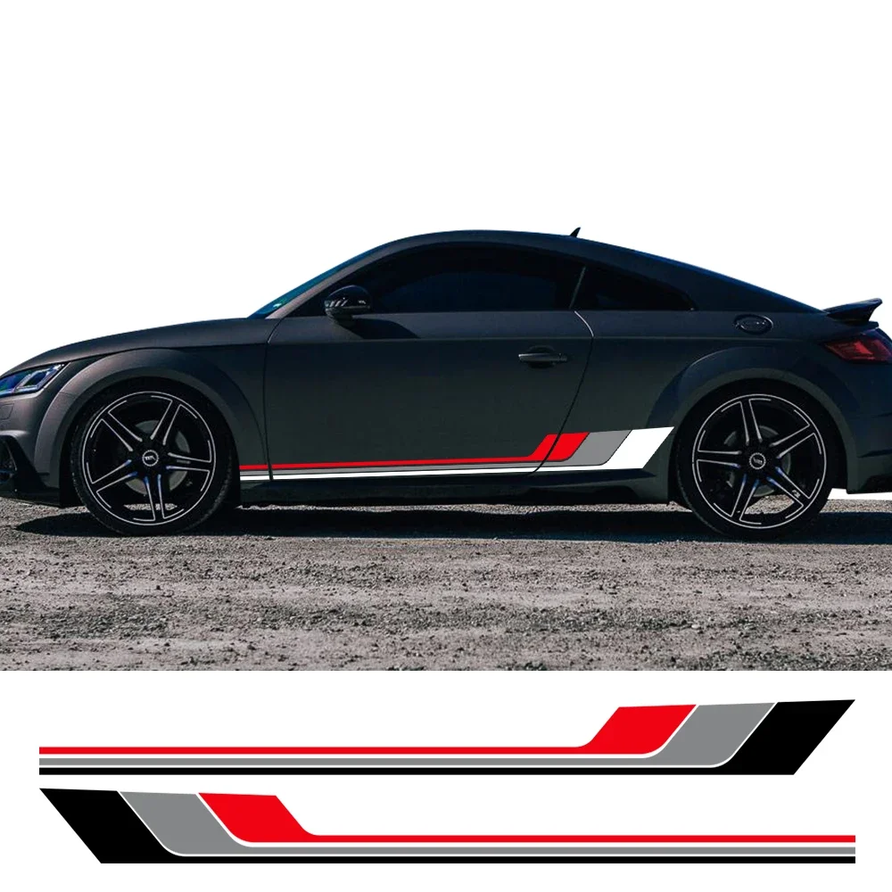 Car Door Side Skirt Sticker Trims Vinyl Decals Tricolor Graphic Accessories For Audi TT 8N MK1 MK2 8J Coupe MK3 8S Roadster TFSI