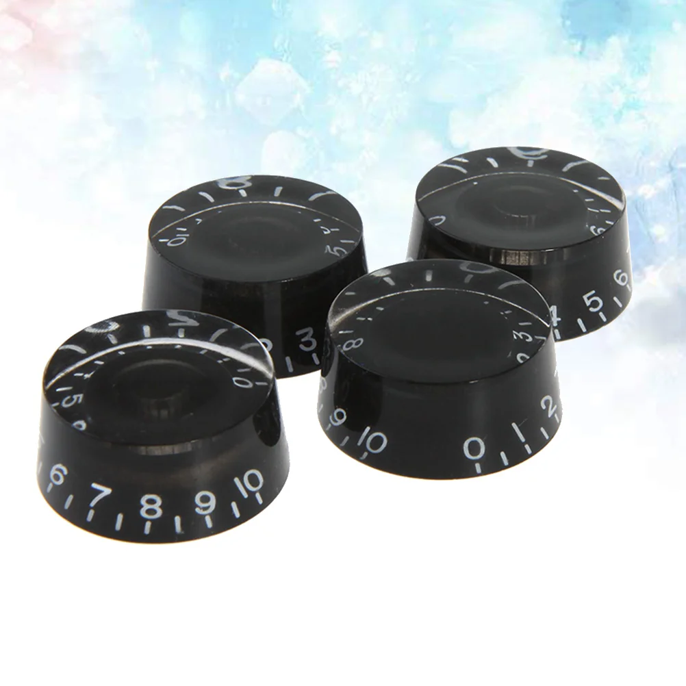 4 PCS/ Set Round Guitar Knobs Volume Tone Control Knobs Rotary Knobs for Style Electric Guitar Parts Replacement (Black)