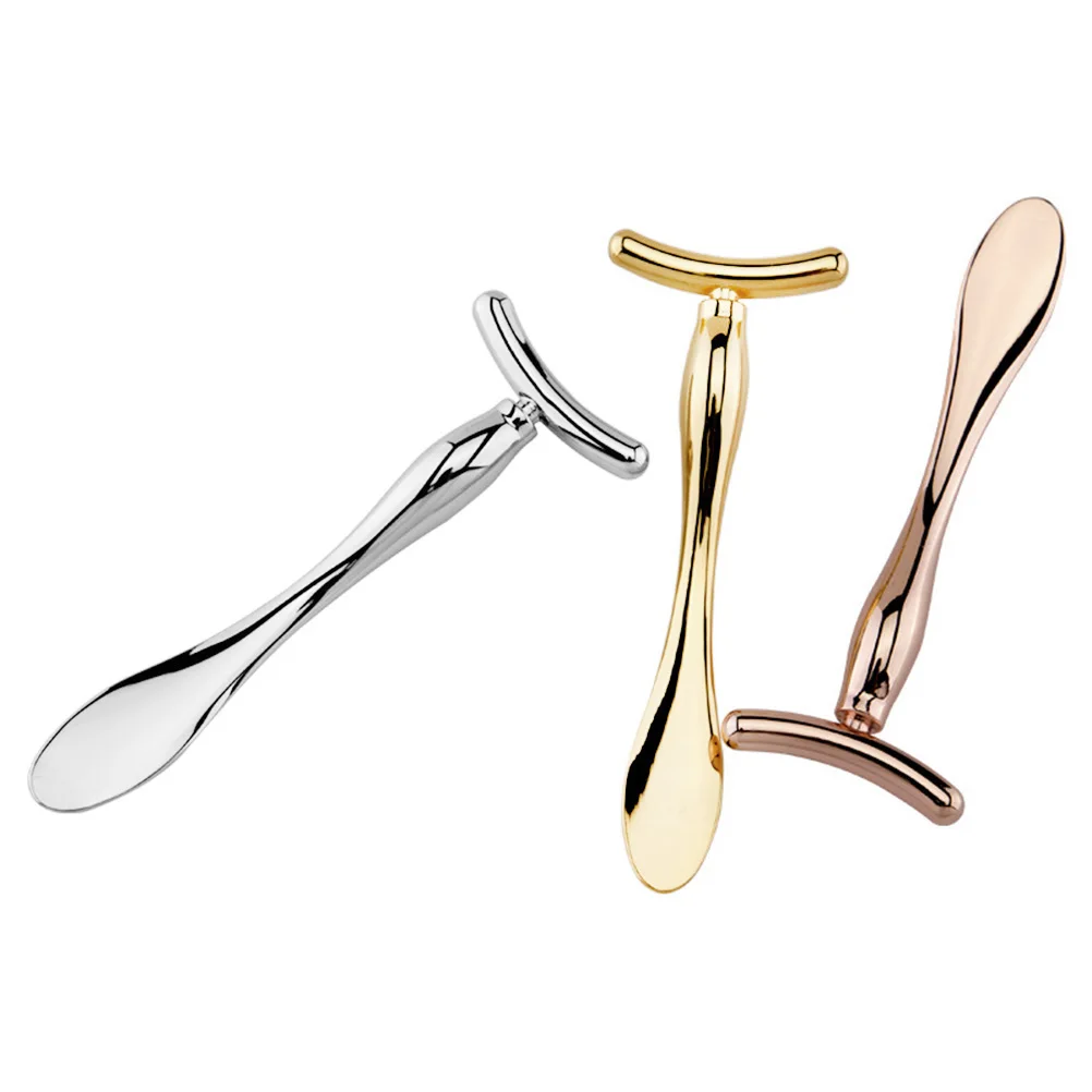 

2Pcs Eye Massage Stick Zinc Alloy Mini Makeup Spoon Beauty Scoop Eye Cream Applicator Promote Absorption Portable Rose Golden