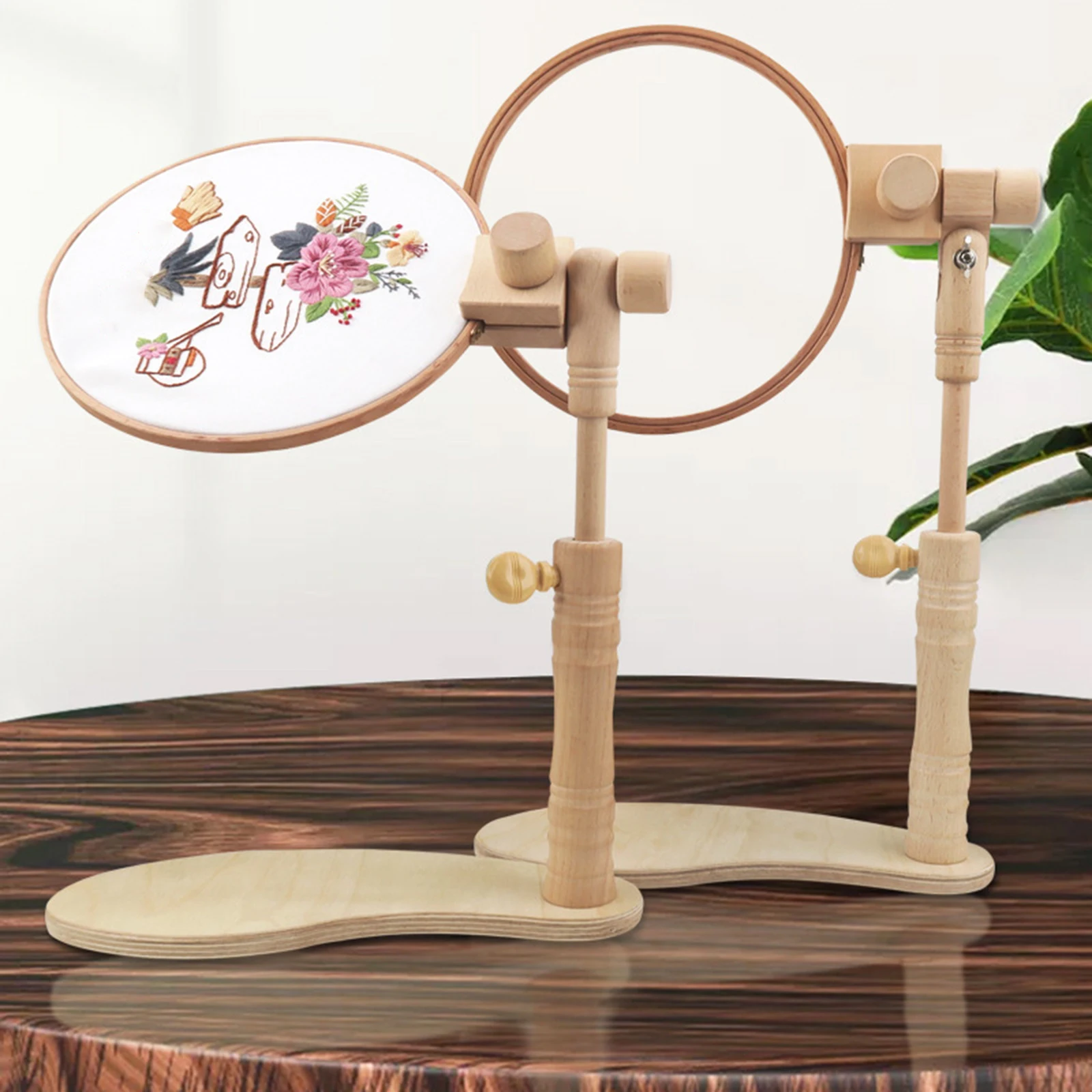 1 Set Adjustable Wooden Embroidery Lap Stand Tapestry Frame Cross Stitch Rack Holder Tabletop DIY Sewing Hoop Tools