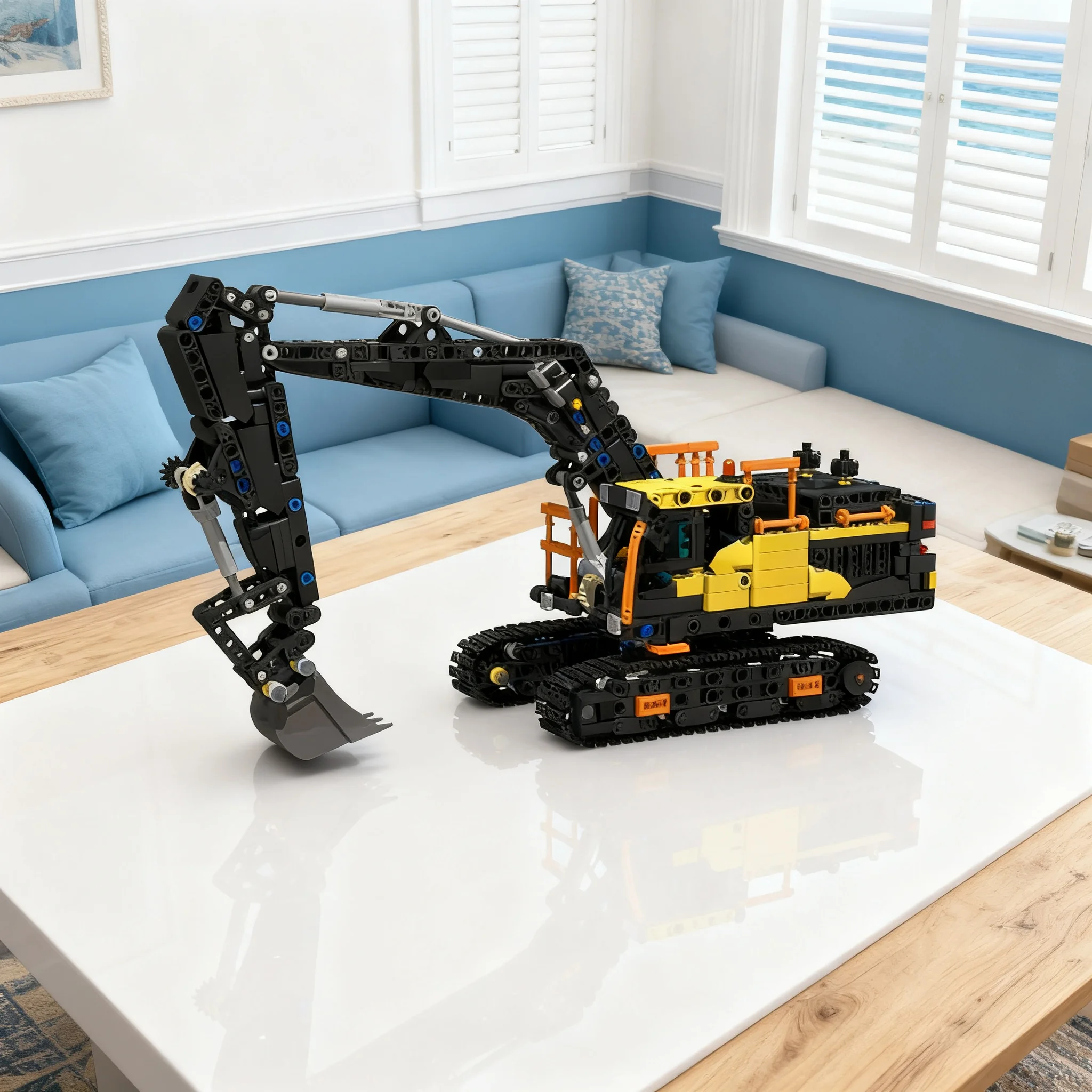 1087pcs MOC Mini Volvo EC500 Hybrid Excavator Model Building Blocks Toy Construction Christmas Gift DIY Assemble Birthday Idea