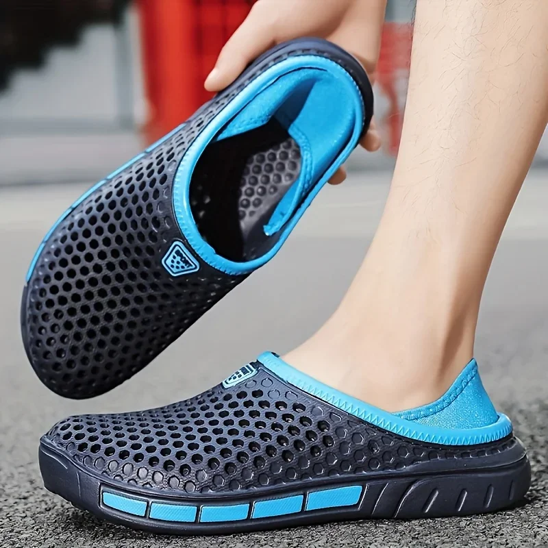 

Men's and Women's Summer Sandals Clogs Casual Round Toe Slip on Outdoor Geometric Pattern Anti-slip Beach Hole Shoes Plus 46 47