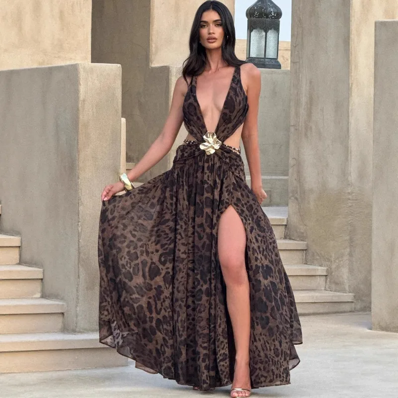 

Dress Women's Sexy Spaghetti Strap V-Neck High Slit Fitted New Comfortable Minimalist Fashionable Niche Versatile Elegant Unique