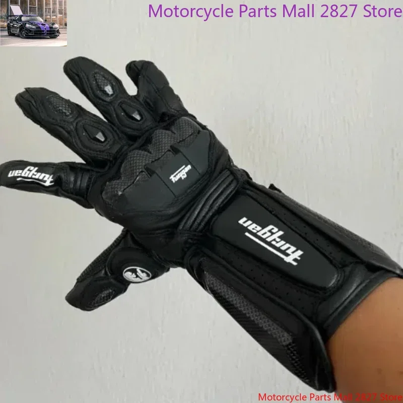 Motorcycle Gloves Racing Motorcycle Long Breathable Anti Slip Leather Carbon Fiber Anti Fall Riding Gloves Outdoor Cycling Equip