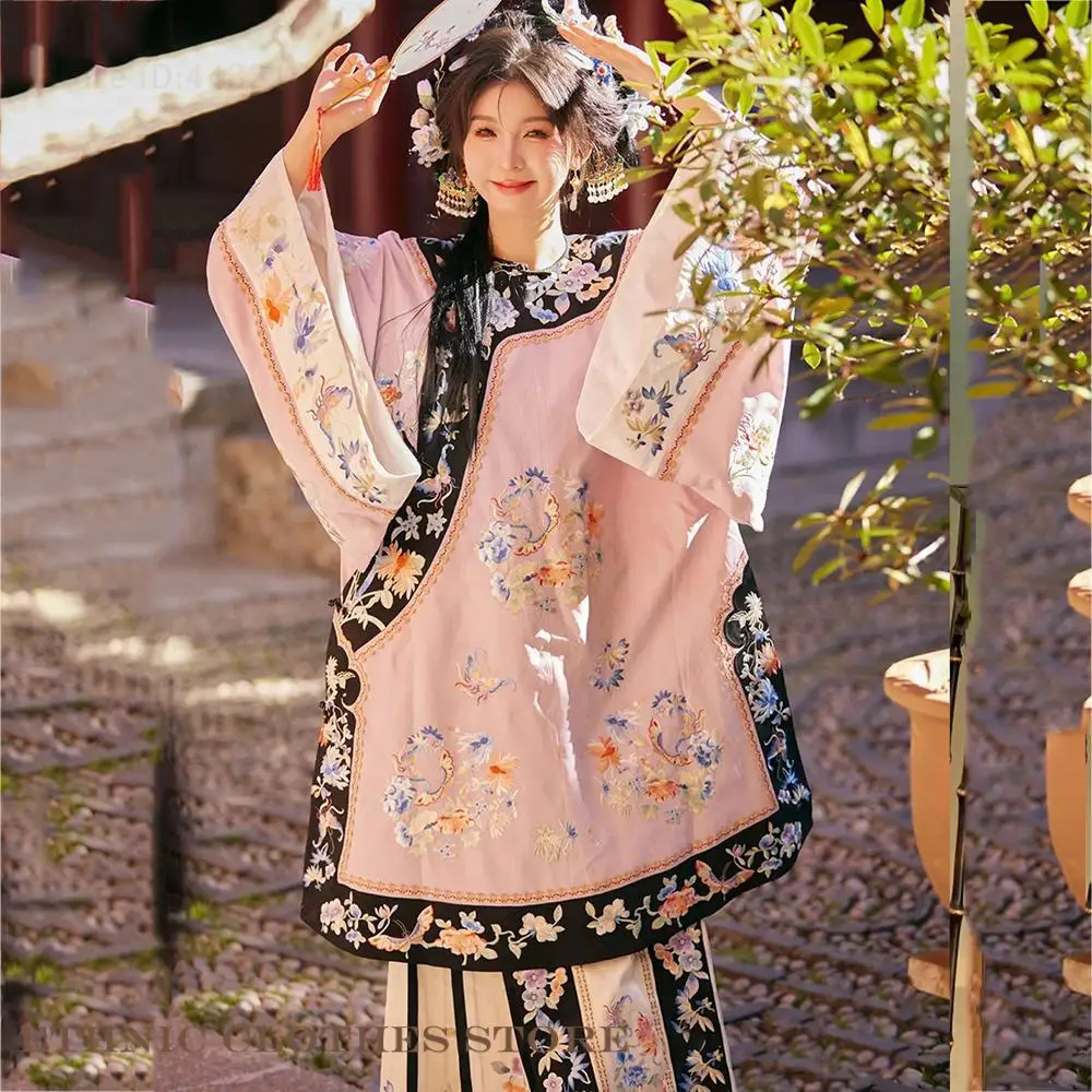 

Китайское платье ханьфу в стиле ретро, роскошное женское платье династии Цин с цветочным принтом Ципао, сценические костюмы, одежда, традиционный Cheongsam Cospaly