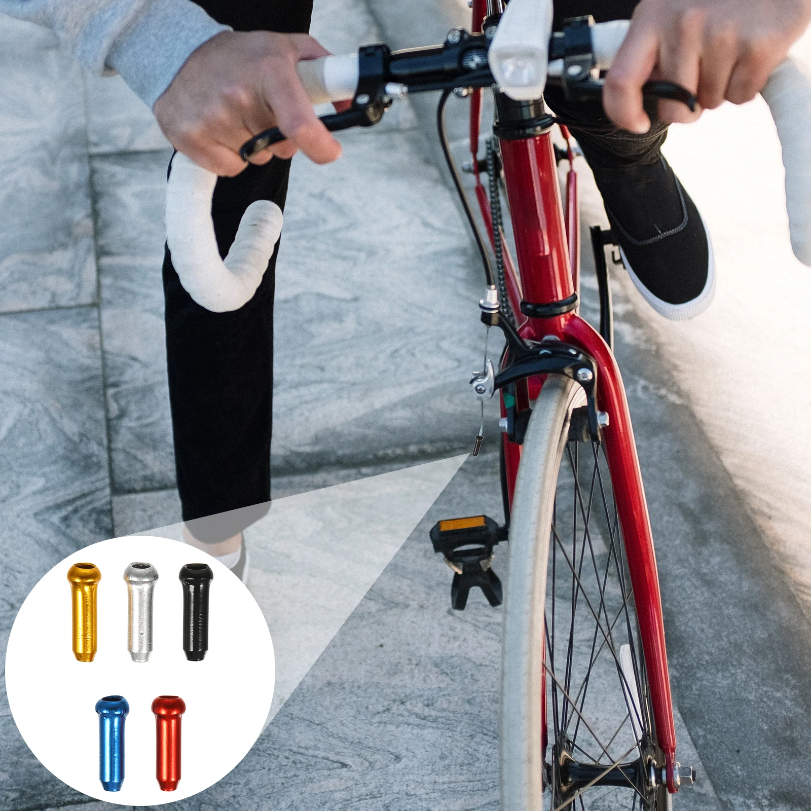 

50pcs Brake Cable End Cap High-Quality Durable Bike Brake Wire Tip For Various Bikes Repair Replacement Tool Accessory