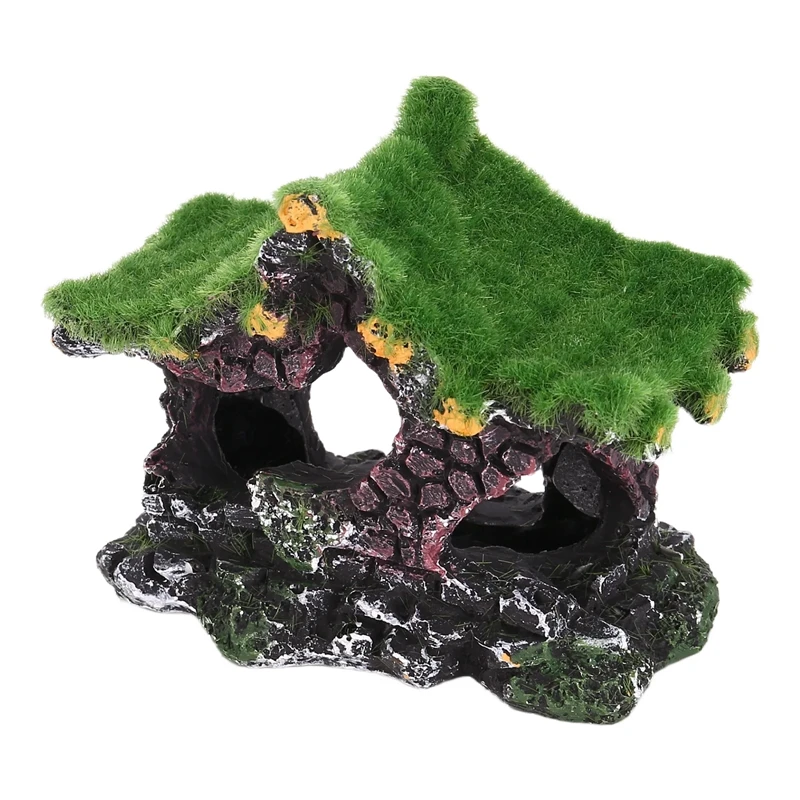 Aquarium Decoration House Resin Hollow House, Beta Fish Log Driftwood Accessories Cave Decoration Tank-A51M