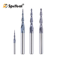 SpeTool 3.175 mm 6 mm Ball End Mill Conical Cutter CNC End Mill 2 Flutes TiAlN Coating Solid Carbide 2D 3D Engraving Cutter Bits