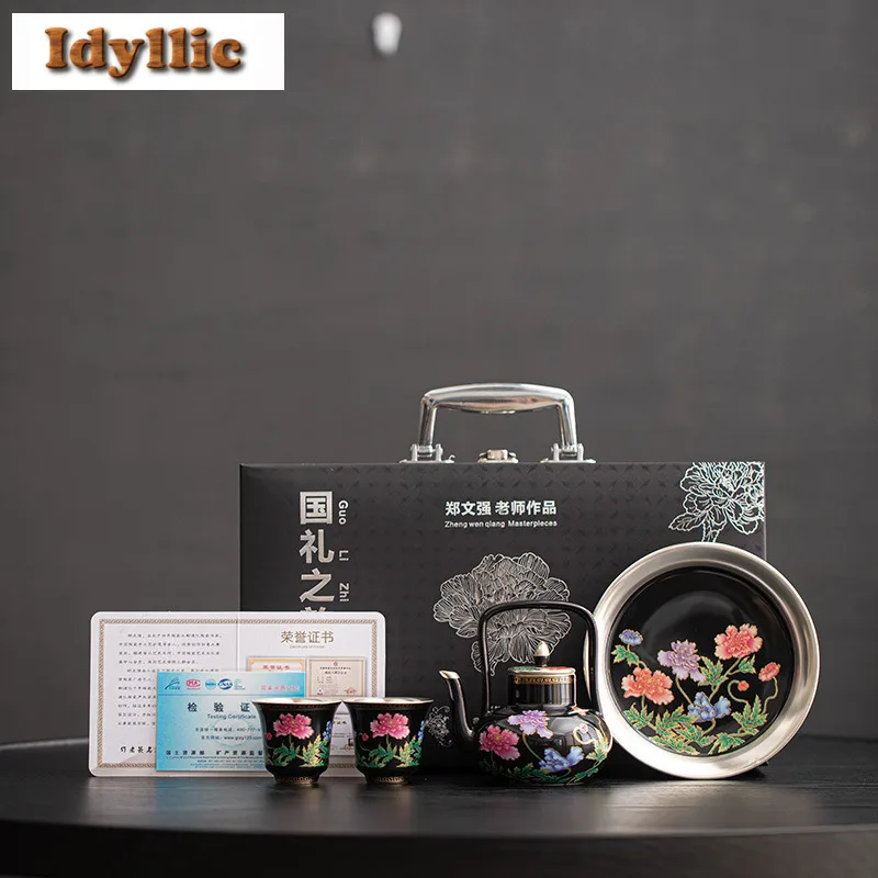 

Gilt Silver Corn Poppy Tea Set Complete Set Boutique Tea Ceremony Set Household Tea Maker Teapot And Tea Cup Set Cha Decoration