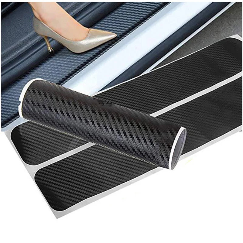 

4PCS/5PCS set Carbon Fibre Threshold Protection Strip Universal Anti-scratch and Anti-collision Door Decorative Strip Sticker