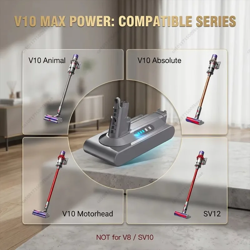 25.2V 8000mAh Rechargeable Power Battery Pack for Dyson V10 SV12 Fluffy Animal Absolute Motorhead Cleaner Tool Cells