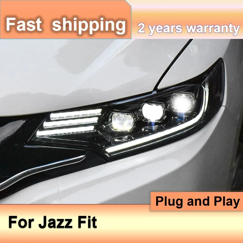 

Car Accessories for Honda Jazz Fit Headlights 2014-2018 Jazz Headlights LED DRL Dynamic Turn Signal High Beam Projector Lens