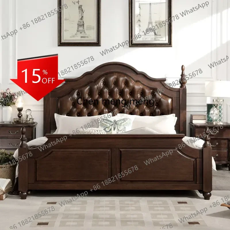 

Q181 Sleeping Wood Double Bed Modern European Style King Size Bedroom Frame Beds Luxury Salon Letto Matrimoniale Salon Furniture