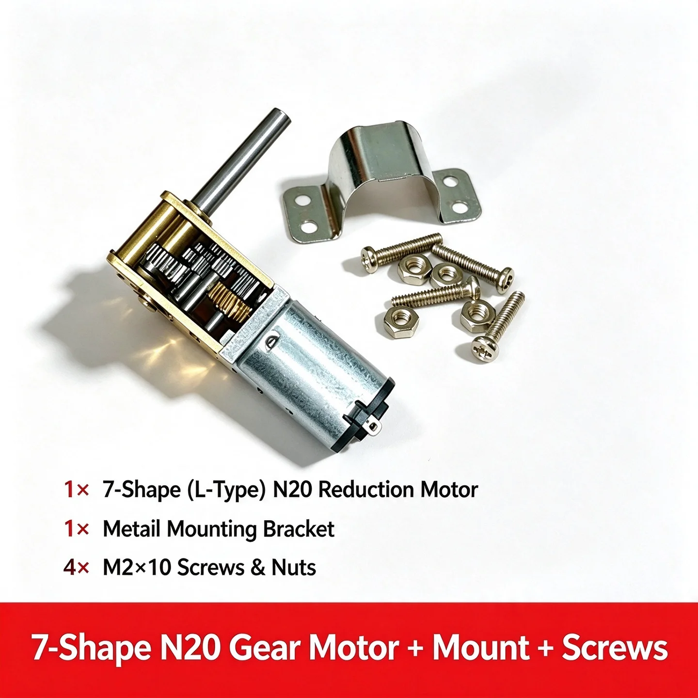 Mini N20 All Metal Gear Motor DC 3V-6V 43RPM-86RPM Slow Speed High Torque Dual Axis Engine Worm Reduction Motor Smart Robot Car