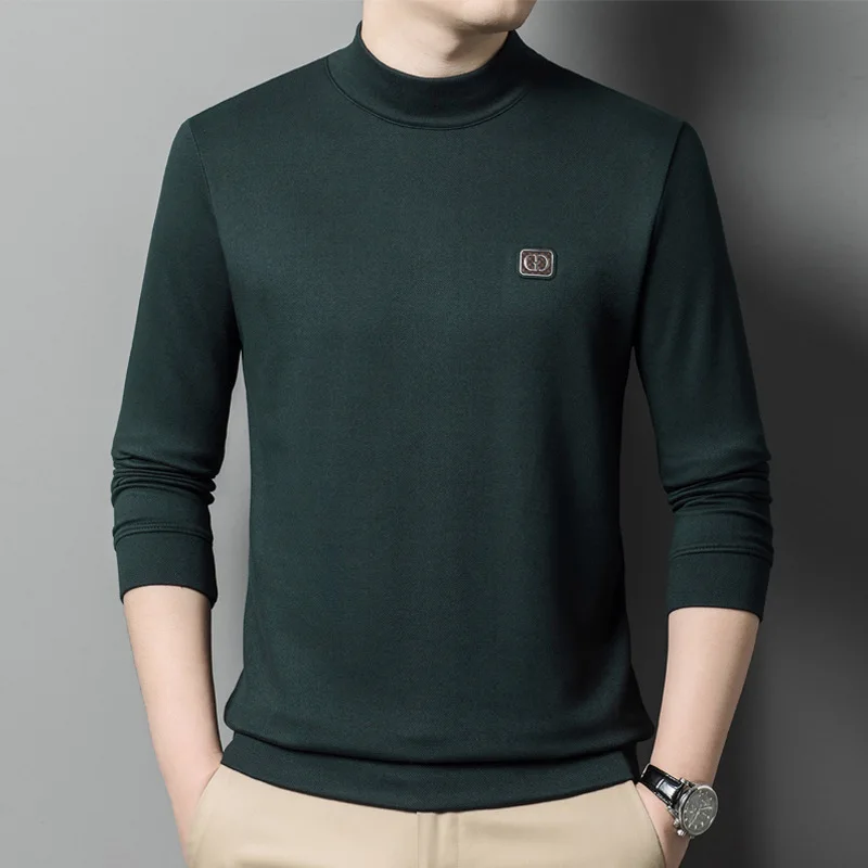 Autumn New Half Turtleneck Men's Sweater Fashion Casual Simple Solid Color Men's Long Sleeve Bottoming Shirt