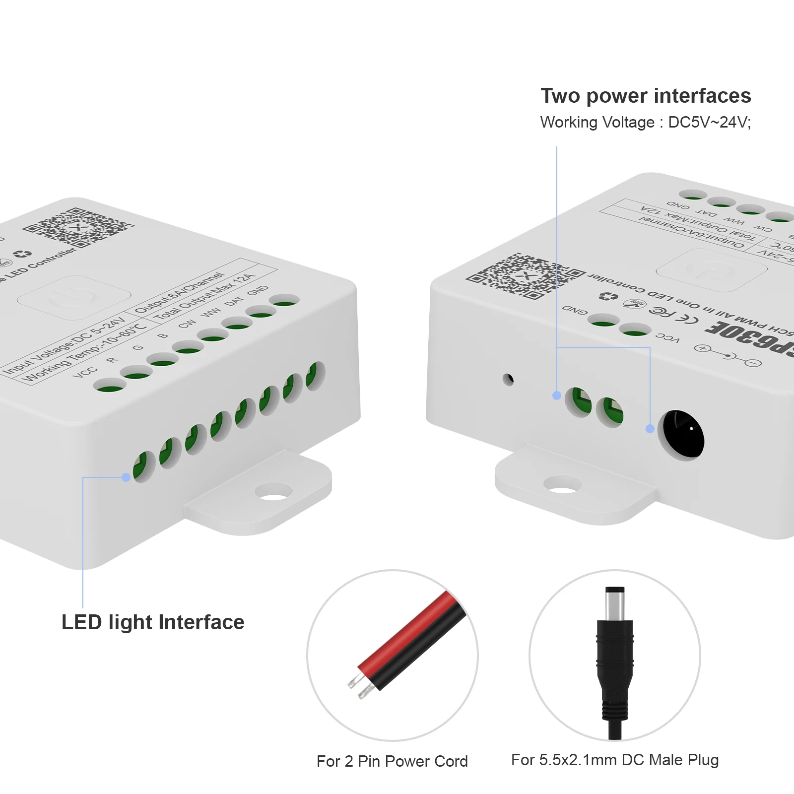 Imagem -05 - Faixa de Luz Led com Controlador de Música Tudo em um Sp630e 5ch Pwm Spi Pixels Ws2812b Ws2811 Sk6812 Fcob 5050 Rgb Rgbw Cct bt 524v