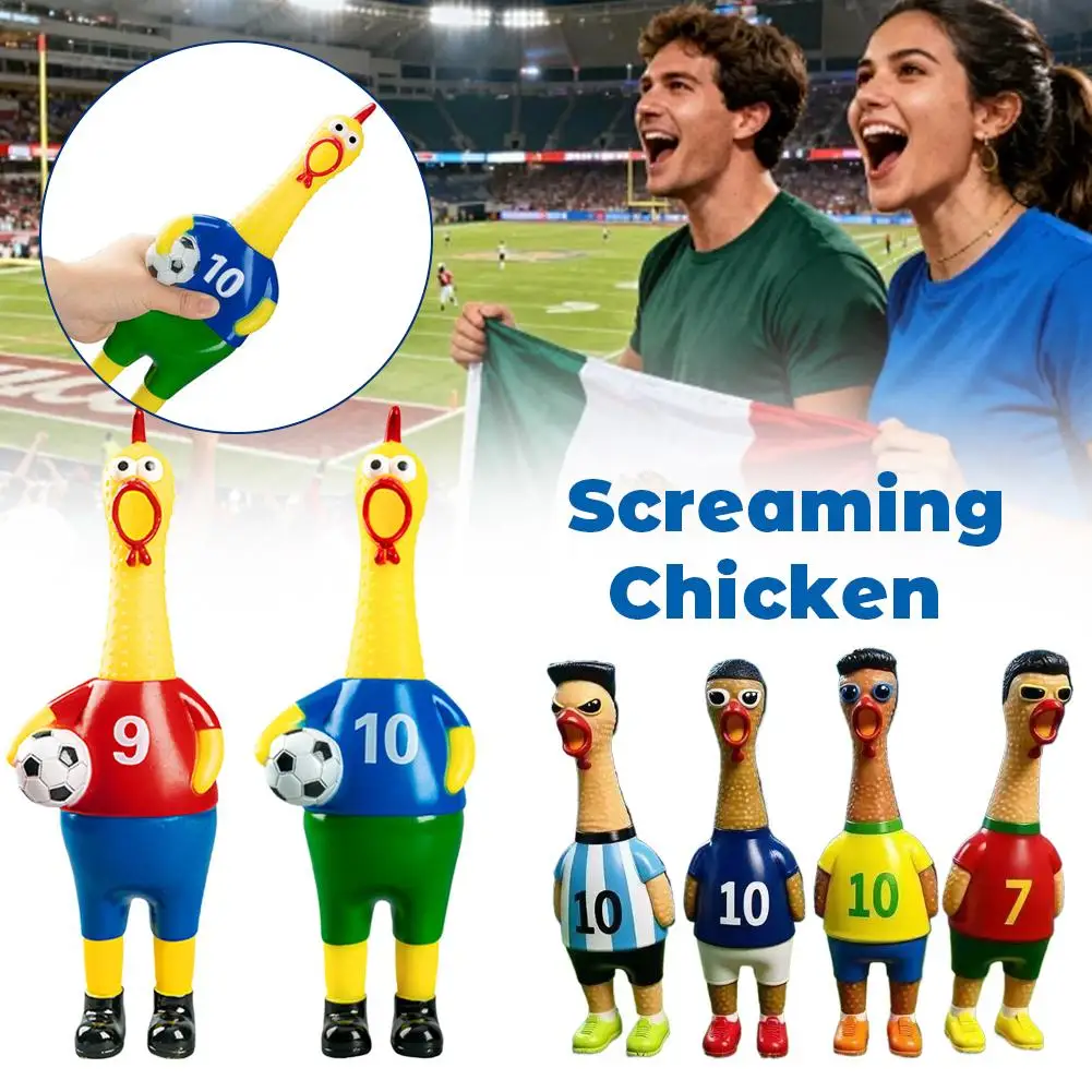 

World Football Screaming Chicken Funny Squeaky Pet Toy Interactive Squeeze Sound Toy Party Prank Stress Relief Fidget 32cm