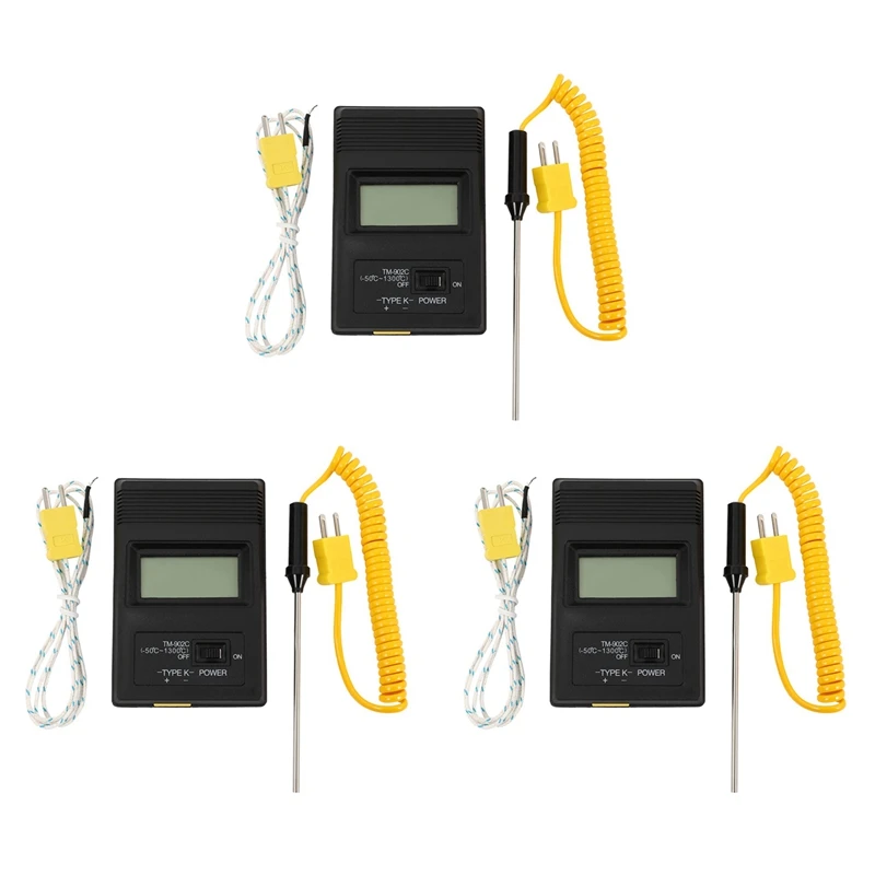 Новый измеритель температуры-3X TM-902C (50 градусов по Цельсию до 750 по Цельсию), цифровой датчик термометра типа K + игла зонда термопары