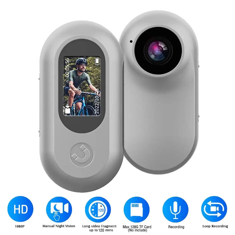 Panoramic Thumb Camera 360° HD 1080p Camera Anti-Shake Chest Fixed Motorcycle Driving Camera Life Memory Recorder