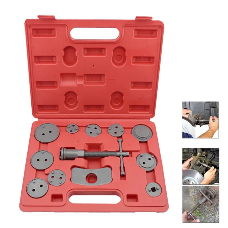 NEW-12Pcs Universal Car Disc Brake Caliper Rewind Back Brake Compressor Tool Kit Set For Automobiles Garage Repair Tool