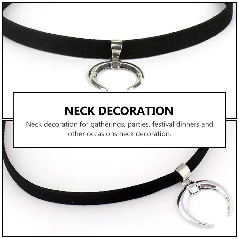 

1pc Stylish Crescent Moon Short Collarbone Necklace Black Choker Pendant Lint Neck Accessory For Women Party Gift Jewelry Decor