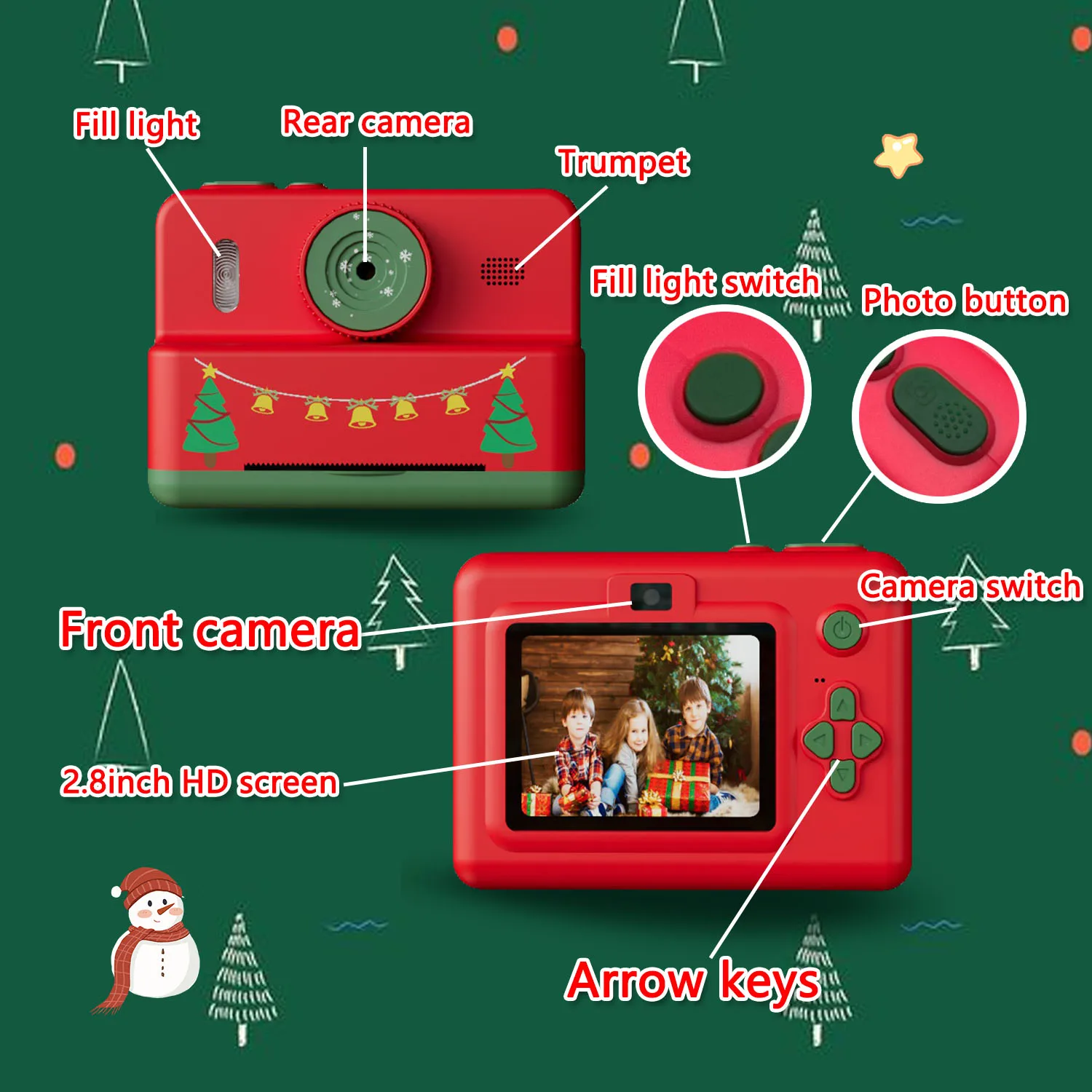 Crianças câmera digital impressão instantânea para crianças câmera de impressão térmica instantânea foto impressão câmera vídeo brinquedos presente natal