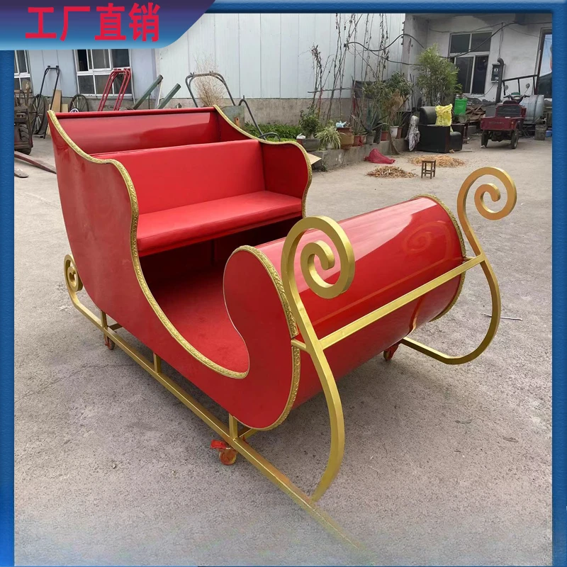 Sleigh imitation carriage Santa Claus landscape beautiful  modeling scenic spot sightseeing tour wrought iron  sheep pull dog