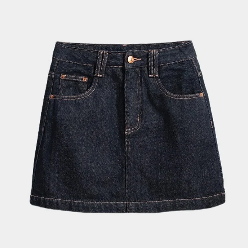 

Джинсовая юбка с высокой талией женская, весна 2025, универсальная, А-силуэт, облегающая, средней длины