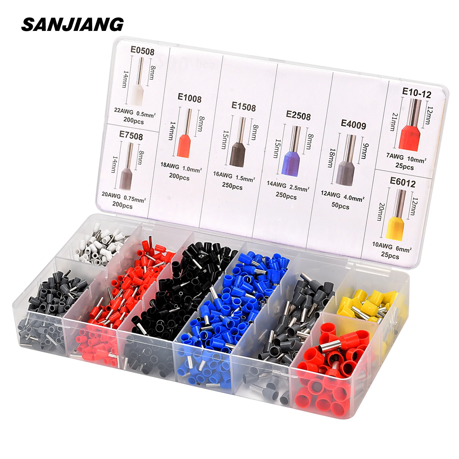 1200PCS Wire Ferrules Connectors Terminals Kit Assortment Ferrule Wire Connector Kit Insulated Cord Pin End AWG 22-7