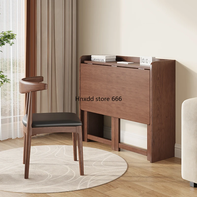 All solid wood folding desk household simple computer bedroom retractable study table