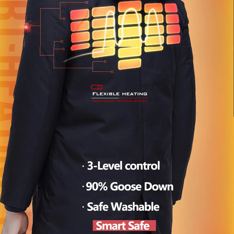 Chaqueta de plumón de ganso para hombre y mujer, chaqueta inteligente de invierno con control de temperatura, gruesa y lavable, 100% Original
