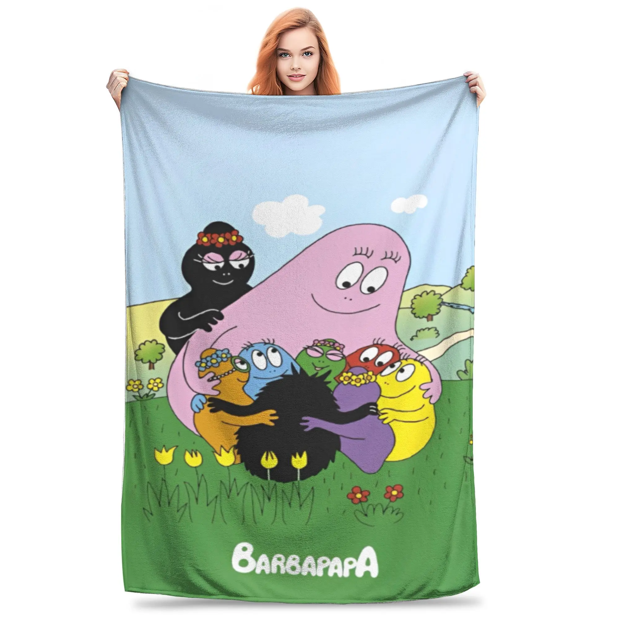 New Barbapapa En Famille Blanket Ultra-Soft Fleece  Cozy Throw Blankets Machine Washable