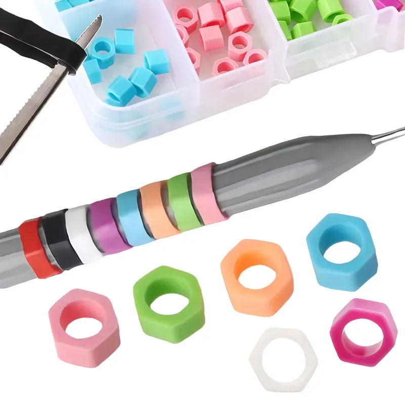 100Pcs/box Dental Silicone Identification Circle Instrument Color Code Rings Hexagonal Autoclavable Disinfection Mark Circle