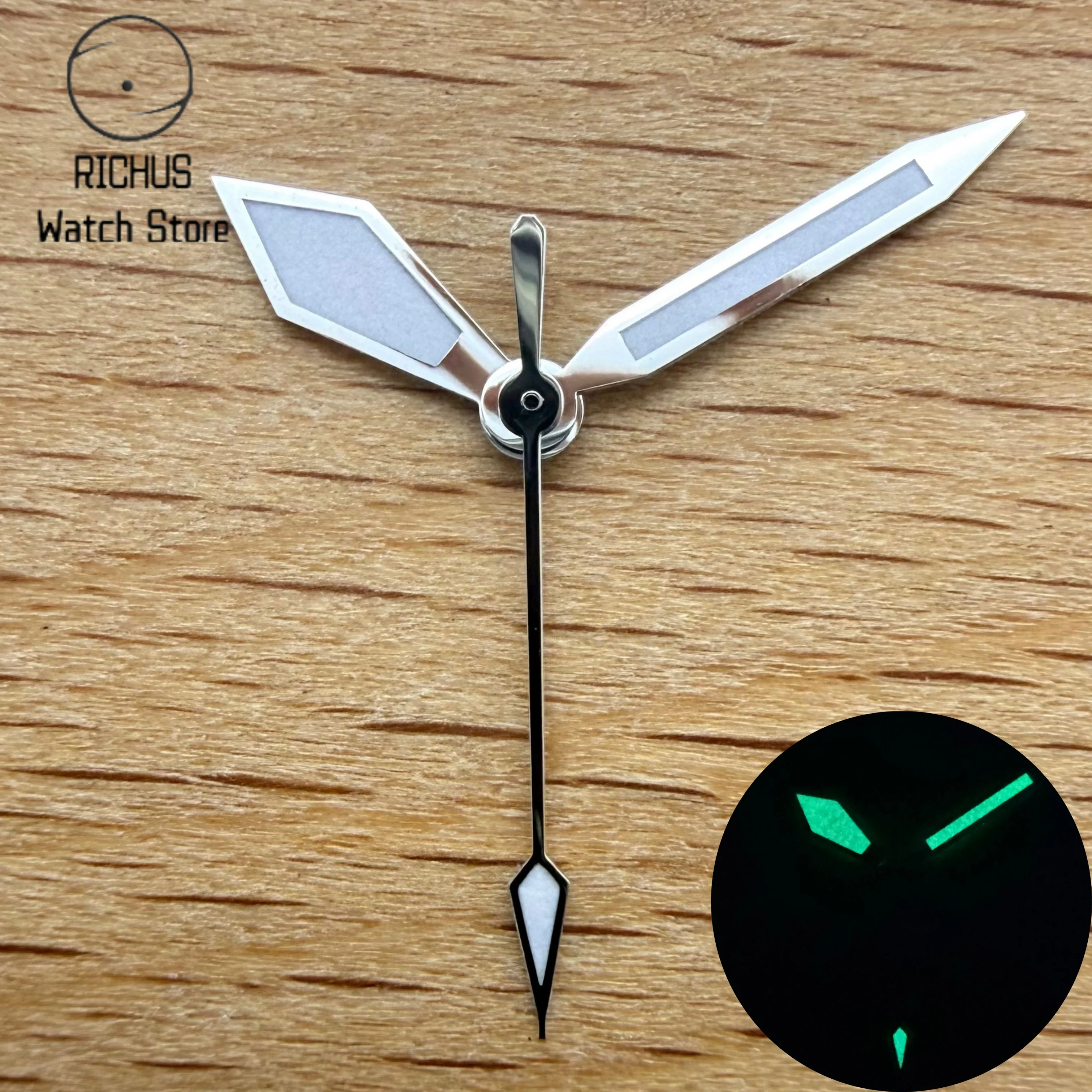 High Quality Vintage Kite Watch Hands Green Luminous Silver Red Black Fit VH31 Sweeping Quartz Movement Mod Parts