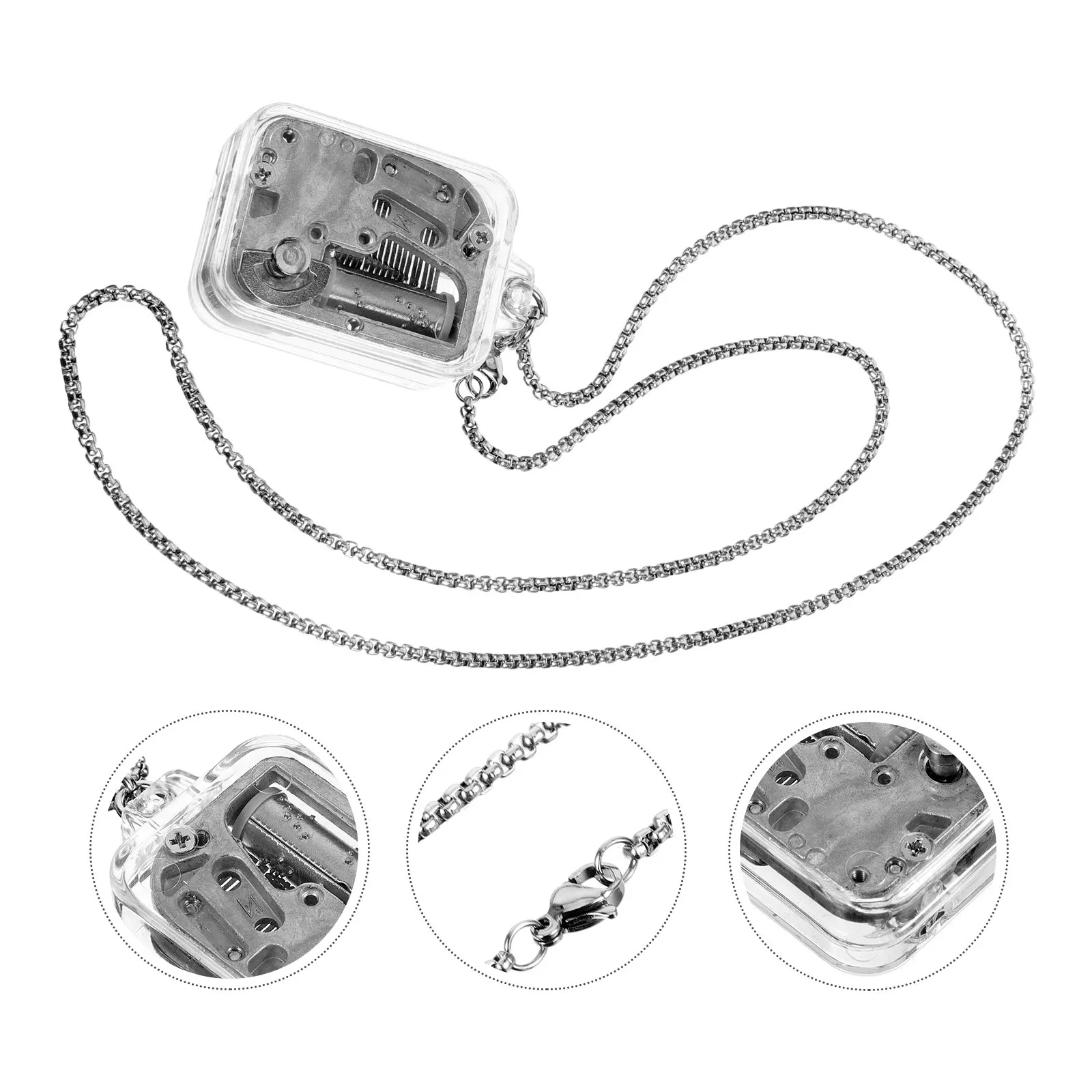 Music Box Necklace Charm for Women Pendant Charms Musical Note Instrument