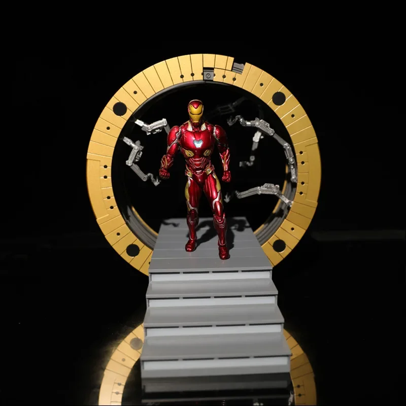 1/12 Superhero Iron man Annular suit-up gantry with adjustable annular channel & light-up effect figure Collectable model gift