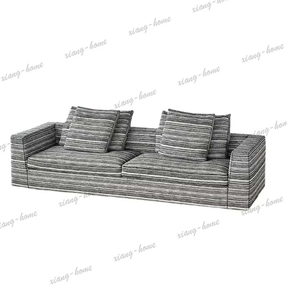 YJ Luxury Striped Fabric Designer Sofa, Modern Popular Soft Wooden Frame Creative Couch for Apartment Living Room Interior
