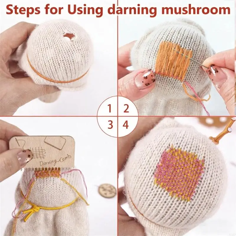 Darning Mushroom Wooden Mending Mushroom Tool For Clothing Socks Repair 55KF