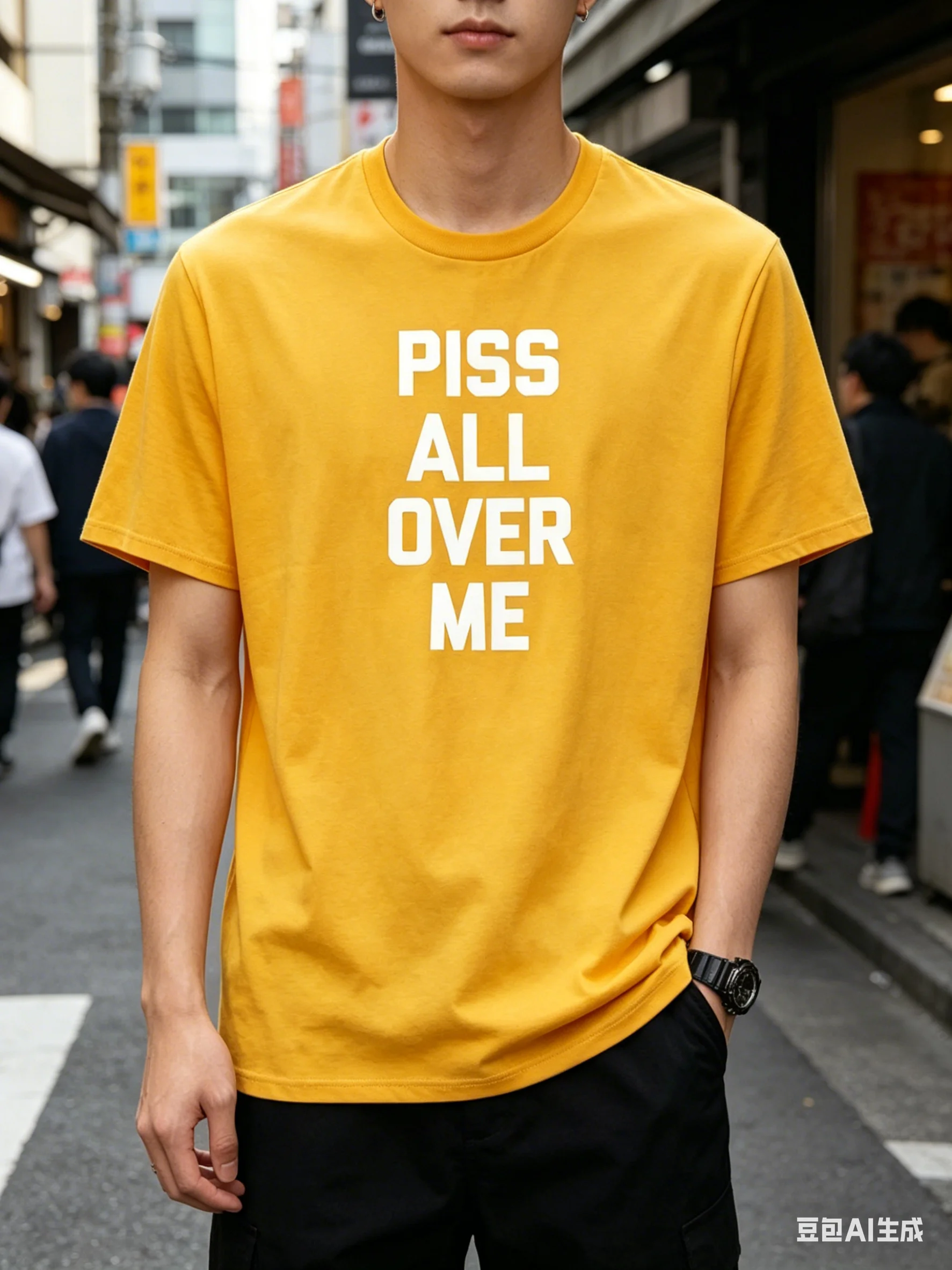 Humorous PISS ALL OVER ME Meme Men's T Shirt Cotton Tee Women Oversized Loose Spring Summer Streetwear Top Novelty Ironic Humor