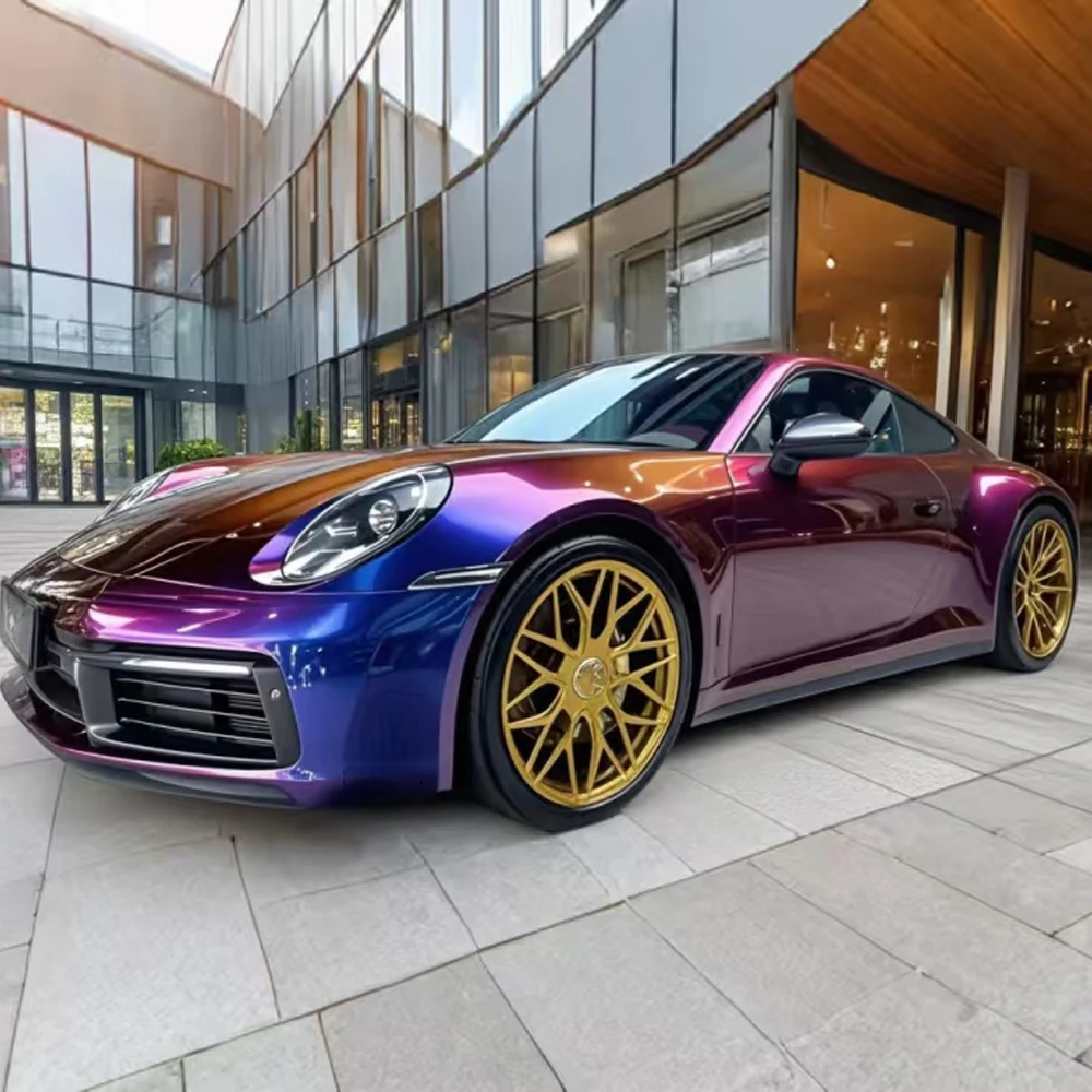 

Glossy Chameleon Car Wrap Light Color Change Film PET Vinyl for Vehicle Customization Auto Body Decal