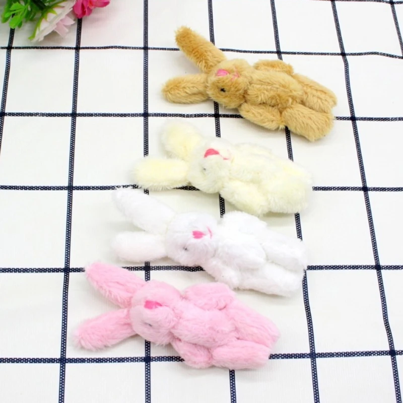 6cm Mini Bunny Soft Cotton Miniature Stuffed Rabbit Tiny Joint Bunny for Doll Plush Bunny Keychain Kids Room Decorations